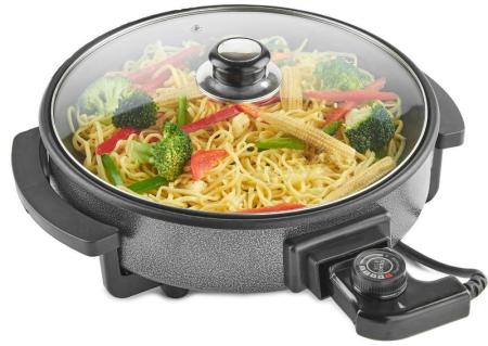 Royalty Line Elektrische Bratpfanne XXL – 1500 W – Ø42 cm – Partypfanne – Elektrische Pfanne mit Glasdeckel