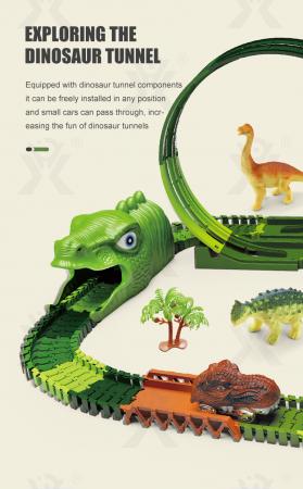 D&I Rennstrecke Dinosaurier 139-tlg Autorennbahn Spielzeugauto Kinderspielzeug ab 3 Jahre