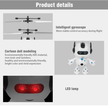 D&I Fliegender Roboter Hubschrauber mit Lichtern Infrarotsensoren Gestensteuerung Fernsteuerung Kinderspielzeug ab 14 Jahre