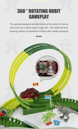 D&I Rennstrecke Dinosaurier 139-tlg Autorennbahn Spielzeugauto Kinderspielzeug ab 3 Jahre