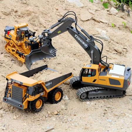 D&I ferngesteuerte Baustellenfahrzeuge Radlader Bagger Tieflader Muldenkipper Bulldozer Spielzeugauto / Kinderspielzeug ab 3 Jahre
