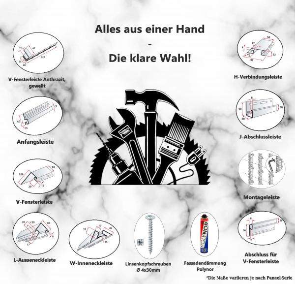 Fassadenpaneele Weiß A-1,83m Kunststoffpaneele
