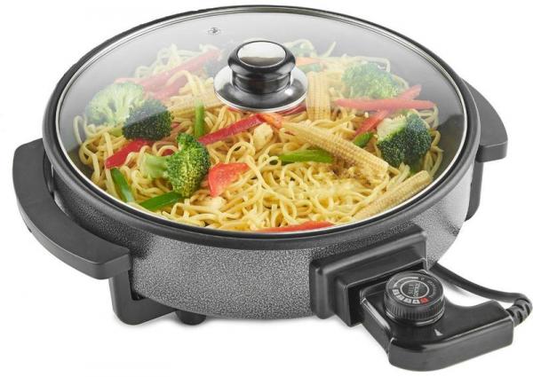Royalty Line Elektrische Bratpfanne XXL – 1500 W – Ø42 cm – Partypfanne – Elektrische Pfanne mit Glasdeckel