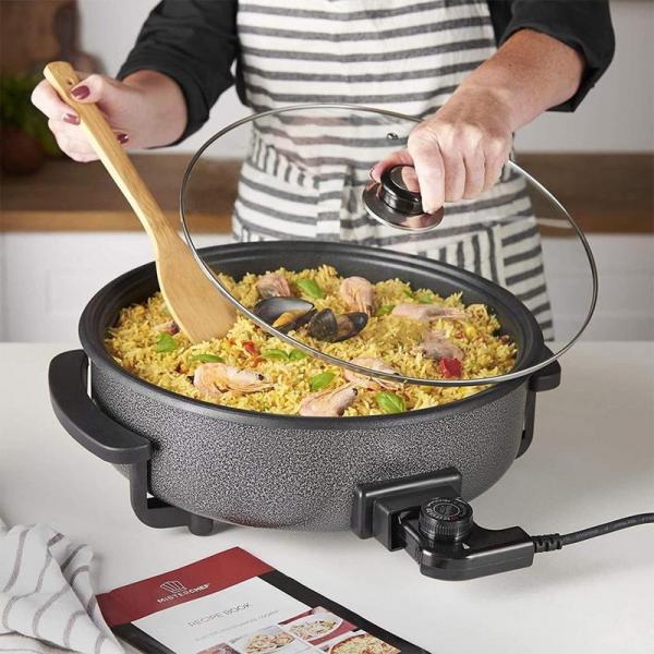 Royalty Line Elektrische Bratpfanne XXL – 1500 W – Ø42 cm – Partypfanne – Elektrische Pfanne mit Glasdeckel