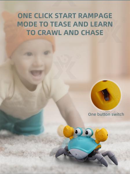D&I Krabbelnde Krabbe singt, leuchtet, läuft mit Sensoren Babyspielzeug Musikspielzeug Kinderspielzeug für Kinder ab 3 Jahre